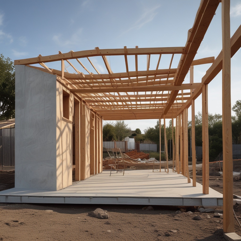 A stylish image of a house under construction